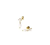Purelei Elegante Perlenohrringe - viereckiger Zirkonia-Stecker mit schimmernder Perle | Edelstahl & 14K/18K Vergoldung | Luxuriöser Look für Alltag & besondere Anlässe (Gold)