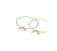 Purelei Endless Love Armband-Set - 2-teiliges Armbandset mit herzförmigen Gliedern und Zirkonia-Anhängern - Edelstahl, verstellbar 19 cm - Gold/Silber/Roségold (Gold/Rosegold)