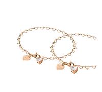Purelei Endless Love Armband-Set - 2-teiliges Armbandset mit herzförmigen Gliedern und Zirkonia-Anhängern - Edelstahl, verstellbar 19 cm - Gold/Silber/Roségold (Rosegold)