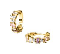 Purelei Fancy Ohrringe - Damenohrringe aus Zirkonia-Schmucksteinen und Edelstahl (14K vergoldet) - Wasserfeste Creolen - 17 mm Durchmesser - Modeschmuck für deinen individuellen Look