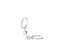 Purelei Felice Bluemarine Ohrringe | Creolen mit weißen Zirkonias & Aquamarin-Anhänger | Edelstahl 14K vergoldet | Eleganter Farbakzent mit maritimer Leichtigkeit (Silver)