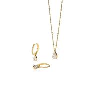 Purelei Felice Geschenkset - Halskette und Ohrringe im Vintage-Stil - Edelstahl, 18K vergoldet oder Silber - Zirkonia - verstellbare Kette 50-55 cm