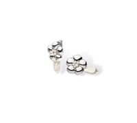 Purelei Floral Pearly Ohrringe für Damen, Edelstahl Ohrstecker mit Keshi Perle, Blüten-Design, elegante Perlenohrringe mit frei hängender Perle (Silver)