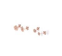 Purelei Flower Ohrring Set für Damen, Edelstahl Ohrstecker mit Zirkonia, 2 Paar Blumen Ohrringe in verschiedenen Größen (Rosegold)