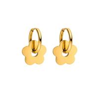Purelei Flowery Creolen Small - kleine Creolen mit Blumen-Anhänger | wasserfester Edelstahl | 14K Vergoldung, Silber & 18K Rosévergoldung (Gold)