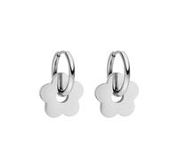 Purelei Flowery Creolen Small - kleine Creolen mit Blumen-Anhänger | wasserfester Edelstahl | 14K Vergoldung, Silber & 18K Rosévergoldung (Silver)