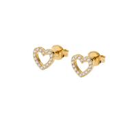 Purelei Herz Ohrringe Damen aus Edelstahl mit Zirkonia, Ohrstecker mit Herzform, zeitloser Damenschmuck, elegante Ohrringe, Geschenk für Frauen (Gold)