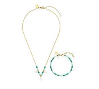 Purelei® Beach Breeze Set - Kette & Armband mit facettierten Glasperlen & Süßwasserperlen, verstellbar, 18K vergoldet, Schmuckset, Damenschmuck, Schmuck für Frauen (Gold)