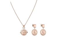 Purelei - Halskette & Statement-Ohrringe mit Coin-Anhänger, Edelstahl 18K vergoldet, Inspiriert von Queen Kapiʻolani, Schmuckset, Set für Frauen (Rosegold)