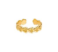 Purelei Hauʻoli Ring - verstellbarer, wasserfester Ring mit filigranen Blüten, Edelstahl 14K vergoldet, 18K rosévergoldet oder silber (Größe 56-60) (Gold)