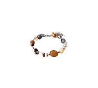 Purelei® Hawaiian Sunset Armband - mit Achat, Sodalith, Citrin & Süßwasserperlen - Edelstahl 18K vergoldet - Damen Schmuck 17-20 cm - Farbintensives Edelstein-Armband - Wasserfest (Silver)