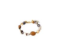 Purelei® Hawaiian Sunset Armband - mit Achat, Sodalith, Citrin & Süßwasserperlen - Edelstahl 18K vergoldet - Damen Schmuck 17-20 cm - Farbintensives Edelstein-Armband - Wasserfest (Gold)