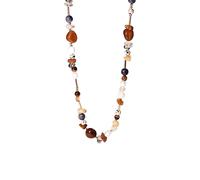 Purelei® Hawaiian Sunset Kette - mit rotem Achat, Citrin, Jaspis & Süßwasserperlen - Edelstahl 18K vergoldet - Damen Halskette 40-45 cm - Farbenfrohes Statement im Sunset-Look (Rosegold)