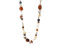 Purelei® Hawaiian Sunset Kette - mit rotem Achat, Citrin, Jaspis & Süßwasserperlen - Edelstahl 18K vergoldet - Damen Halskette 40-45 cm - Farbenfrohes Statement im Sunset-Look (Gold)