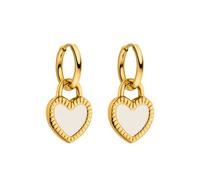 Purelei Heart Charm Creolen - Edelstahl Ohrringe mit beidseitigem Herzanhänger in Weiß & Schwarz - wasserfest, zeitloses Design - Gold, Silber oder Roségold (Gold)