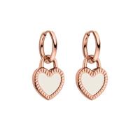 Purelei Heart Charm Creolen - Edelstahl Ohrringe mit beidseitigem Herzanhänger in Weiß & Schwarz - wasserfest, zeitloses Design - Gold, Silber oder Roségold (Rosegold)