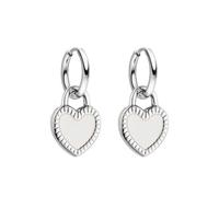 Purelei Heart Charm Creolen - Edelstahl Ohrringe mit beidseitigem Herzanhänger in Weiß & Schwarz - wasserfest, zeitloses Design - Gold, Silber oder Roségold (Silver)