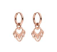 Purelei Heart Shape Creolen Small - wasserfest | Kleine Creolen mit Herzanhänger aus Edelstahl | 14K Vergoldung, Silber & 18K Rosévergoldung | Zarte Herz-Ohrringe (Rosegold)
