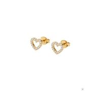 Purelei Herz Ohrringe Damen aus Edelstahl mit Zirkonia, Ohrstecker mit Herzform, zeitloser Damenschmuck, elegante Ohrringe, Geschenk für Frauen (Gold)