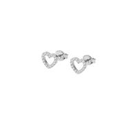 Purelei Herz Ohrringe Damen aus Edelstahl mit Zirkonia, Ohrstecker mit Herzform, zeitloser Damenschmuck, elegante Ohrringe, Geschenk für Frauen (Silver)