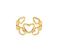 Purelei Herzring verstellbar 55-62, wasserfest, filigran, Edelstahl Schmuck, Damen Ring mit Herzen, 14K vergoldet, silber, roségold - eleganter, langlebiger Modeschmuck