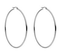 PURELEI® Hoops Ohrringe (Gold, Silber, Rosegold), Wasserfeste Ohrringe für Damen, Creolen aus Edelstahl, Geschenk für Frauen, 63mm Durchmesser (Silber)