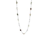 Purelei® Island Dream Kette - mit grünem Opal, Amazonit, Moosachat & Achat - Edelstahl 18K vergoldet - Damen Halskette 40-45 cm - Naturstein-Schmuck mit tropischen Farben (Silver)