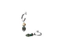 Purelei® Island Dream Ohrringe - Creolen mit Amazonit, grünem Achat & Albite-Jade - Edelstahl 18K vergoldet - Damen Hängeohrringe 37 mm - Sommerlicher Boho-Look (Silver)