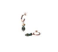 Purelei® Island Dream Ohrringe - Creolen mit Amazonit, grünem Achat & Albite-Jade - Edelstahl 18K vergoldet - Damen Hängeohrringe 37 mm - Sommerlicher Boho-Look (Rosegold)