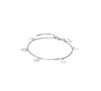 Purelei® Kalea Fußkettchen Damen - Edelstahl 18K vergoldet/rosévergoldet/silber - Mit 5 Symbolanhängern - Verstellbar 21-25 cm - wasserfest (Silver)