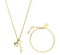 PURELEI® Ke Aloha Schmuckset (Gold), Damen Schmuckset aus langlebigem Edelstahl, Wasserfeste Halskette und Armband mit Herzcharm