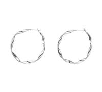 PURELEI® Ke Kai Ohrringe (Silber), Wasserfeste Ohrringe für Damen, Gedrehte Creolen aus Edelstahl, Geschenk für Frauen, 42mm Durchmesser