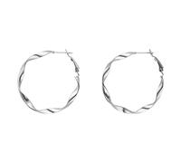 PURELEI® Ke Kai Ohrringe (Silber), Wasserfeste Ohrringe für Damen, Gedrehte Creolen aus Edelstahl, Geschenk für Frauen, 42mm Durchmesser