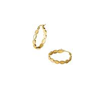 Purelei Koko Creolen - Edle Ohrringe mit matten ovalen Details & Metallkügelchen - Edelstahl in Gold, Silber oder Roségold - 24 mm Durchmesser (Gold)