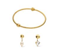 Purelei LEI Charm Armreif Damen M/L, wasserfestes Armband aus Edelstahl 14K vergoldet, Schmuckstück zum Kombinieren mit Stopper, Herz und Perle