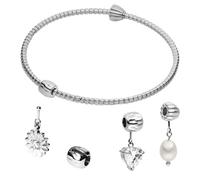 Purelei LEI Charm Armreif Damen M/L, wasserfestes Armband aus Edelstahl Silber, Schmuckstück zum Kombinieren mit Stopper, Herz, Sonnenblume und Perle