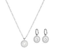 Purelei Lolani Set - 2-teiliges Schmuckset aus Lolani Kette & Lolani Creolen - Edelstahl, wasserfest, 18K vergoldet - gemusterte Coin-Anhänger - verstellbare Kette 45-50 cm (Silver)