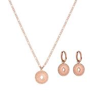 Purelei Lolani Set - 2-teiliges Schmuckset aus Lolani Kette & Lolani Creolen - Edelstahl, wasserfest, 18K vergoldet - gemusterte Coin-Anhänger - verstellbare Kette 45-50 cm (Rosegold)