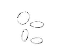 Purelei® Lovely Glitter Damen Ohrring-Set - 2 Paar Creolen (vergoldet oder silber) - kleine Zirkonia & große schlichte Creolen - wasserfest, hypoallergen - (Silver)