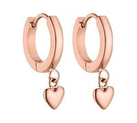 PURELEI® Lovely Heart Ohrringe (Silber, Rosegold), Damen Ohrringe aus langlebigem Edelstahl, Wasserfester Schmuck mit Herzanhängern, Durchmesser 13 mm (Rosegold)