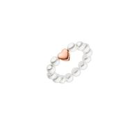 Purelei® Lovely Ring - Elastischer Perlenring mit Herz - Anxiety Fidget Damenring - Muschelperlen & Edelstahl - Größen S/M/L - 18K Vergoldet - Handgefertigter Schmuck (Rosegold, S)