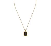 Purelei Midnight Kette Herren - wasserfest & verstellbar | Edelstahlkette mit rechteckigem Anhänger & schwarzem Inlay | Minimalistisches Statement-Piece für jeden Tag (Gold)