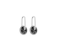 Purelei Nova Ohrringe - wasserfest | Ovale Creolen mit schwarz hinterlegten Anhängern & funkelnden Zirkonia-Steinen | Edelstahl & 18K Vergoldung | Symbol für Eleganz & Sternenmagie (Silver)
