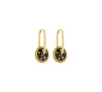 Purelei Nova Ohrringe - wasserfest | Ovale Creolen mit schwarz hinterlegten Anhängern & funkelnden Zirkonia-Steinen | Edelstahl & 18K Vergoldung | Symbol für Eleganz & Sternenmagie (Gold)