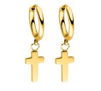 PURELEI® Cross Creole Ohrringe (Gold) - Damenohrringe aus langlebigem Edelstahl - Wasserfeste Ohrringe Damen - 13,9mm Durchmesser - Modeschmuck für deinen individuellen Look