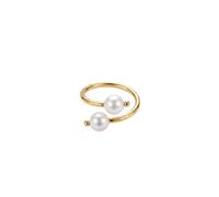Purelei Pearl Muse Ring, Süßwasserperlen, Edelstahl vergoldet, Größenverstellbar, S/M, Natürlicher Glanz, Wasserfest, Gold