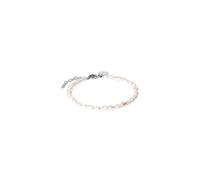 Purelei Pearlfection Armband - Armband mit echten Süßwasserperlen - 14K/18K vergoldeter Edelstahl - 16-19 cm - eleganter Perlenschmuck - Verstellbar (Silver)
