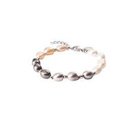 Purelei Pearly Damen Armband - verstellbares Armband mit echten Keshi-Süßwasserperlen in Weiß, Grau, Schwarz & Rosé - Edelstahl 18K vergoldet, rosévergoldet oder silber (Silver)