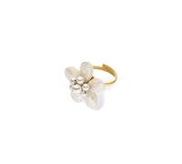 Purelei Pearly Flower Ring für Damen, Edelstahl Ring mit Muschelperlen, floraler Statement Ring mit verstellbarer Ringschiene, in S/M und M/L (Gold, M/L)