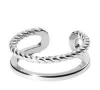 Purelei® Mau Ring Adjustable - Verstellbarer Ring in Gold, Silber und Roségold - Elegantes Design mit gedrehter Optik - Größen S/M und M/L - Hochwertiger Edelstahl (S/M, Silber)